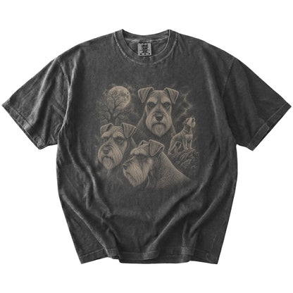 Vintage moon montage featuring Schnauzer on a Pepper Comfort Colors® T-shirt