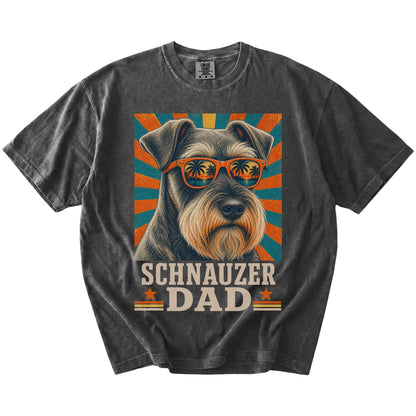 Retro Schnauzer Dad design on a Pepper Comfort Colors T-shirt