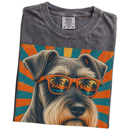 Retro Schnauzer Dad design on a Pepper Comfort Colors T-shirt folded detail