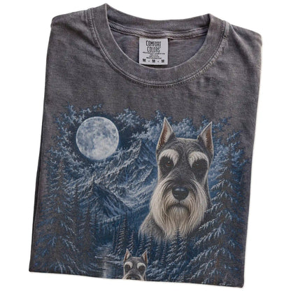 Folded Pepper Schnauzer winter forest t-shirt