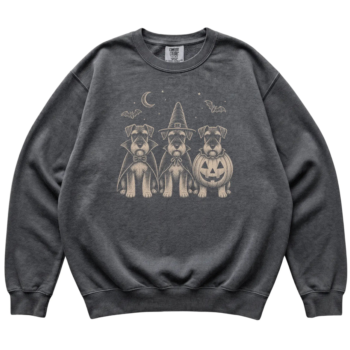 Pepper Schnauzer Halloween Costume Comfort Colors sweatshirt, flat view