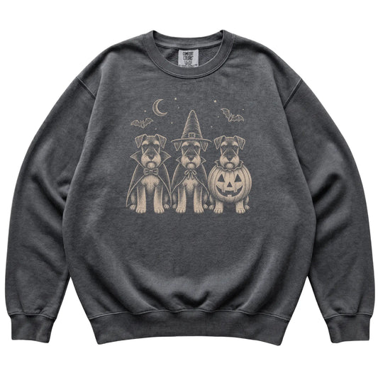 Pepper Schnauzer Halloween Costume Comfort Colors sweatshirt, flat view
