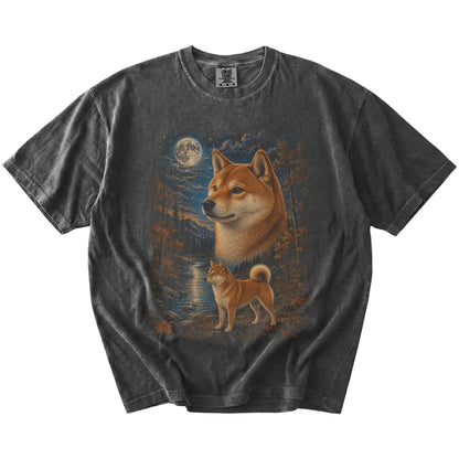 pepper T-shirt with Shiba Inu Autumn Moon artwork.