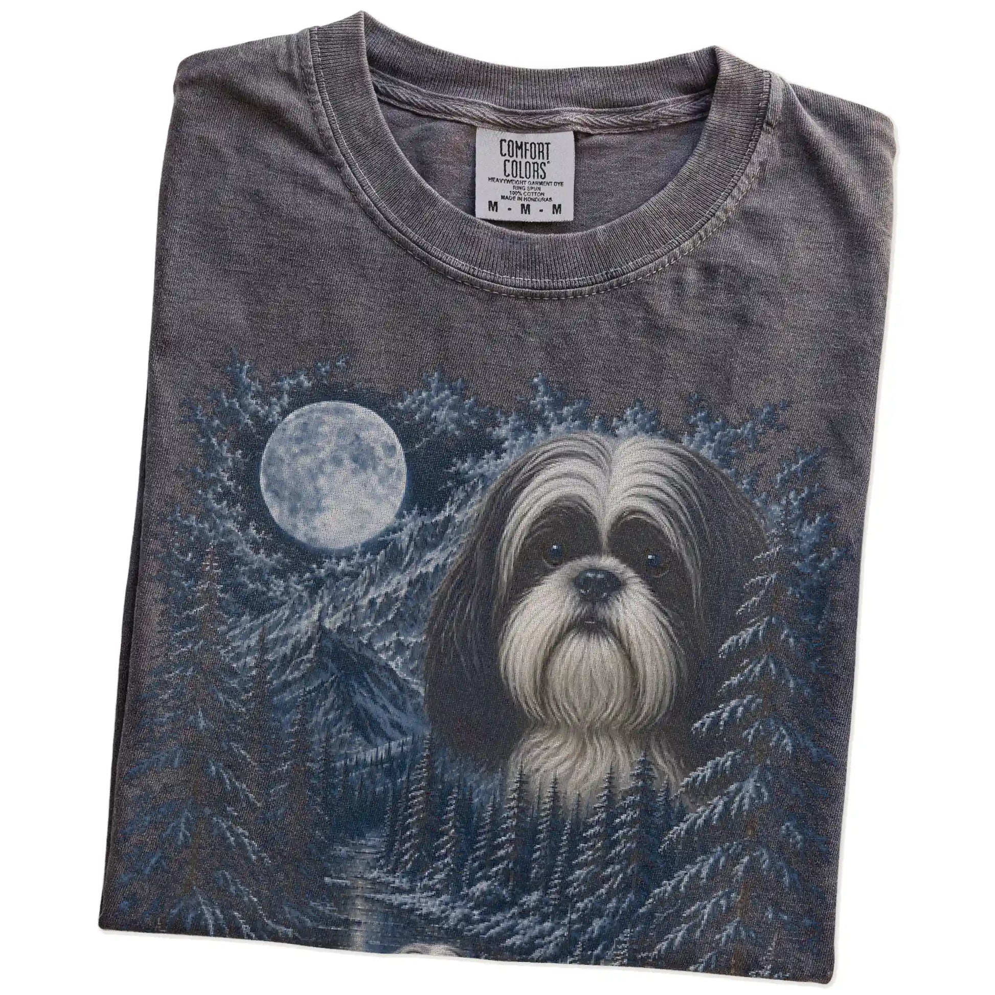 Folded Pepper Shih Tzu winter forest t-shirt