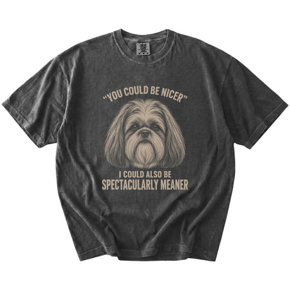 Shih Tzu Guard Dog T-Shirt in Pepper — flat lay