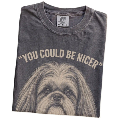 Shih Tzu Guard Dog T-Shirt in Pepper — folded detail