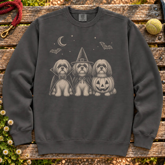 Shih Tzu Halloween Costume on a Pepper crewneck sweatshirt, shown flat