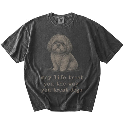 Pepper Shih Tzu Karma T-Shirt laid flat