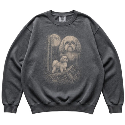 Pepper Shih Tzu Moonlit Forest Comfort Colors sweatshirt, flat view