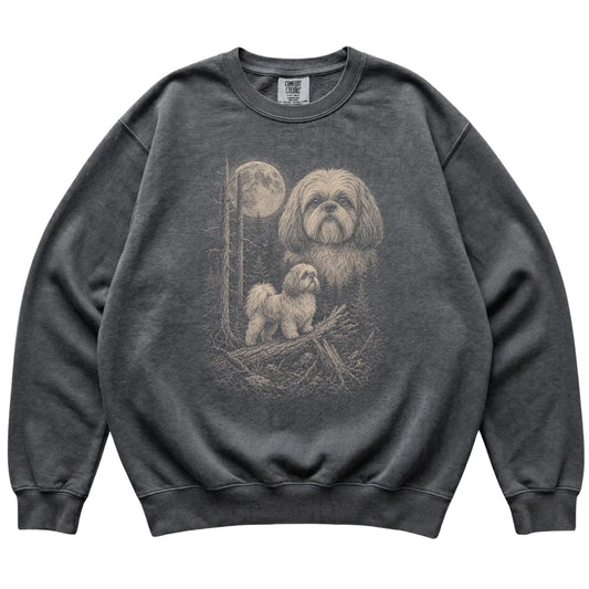Pepper Shih Tzu Moonlit Forest Comfort Colors sweatshirt, flat view