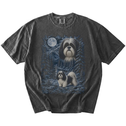 pepper T-shirt with Shih Tzu Winter Moon artwork.