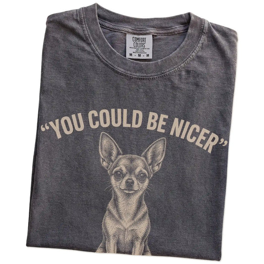 Short-Haired Chihuahua Guard Dog T-Shirt in Pepper — folded detail
