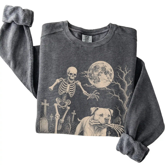 Pepper Skeleton Chase American Bulldog Comfort Colors sweatshirt, folded view