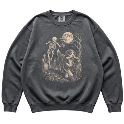 Pepper Skeleton Chase Bernese Mountain Dog Comfort Colors sweatshirt, flat view