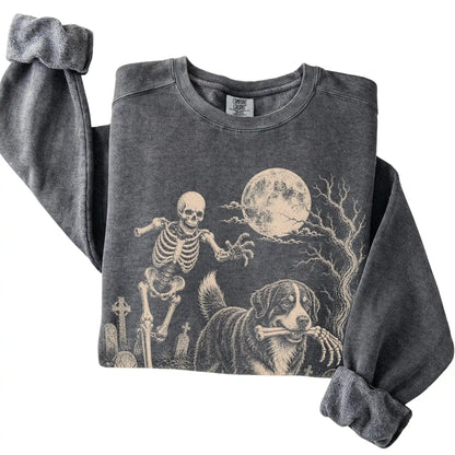 Pepper Skeleton Chase Bernese Mountain Dog Comfort Colors sweatshirt, folded view