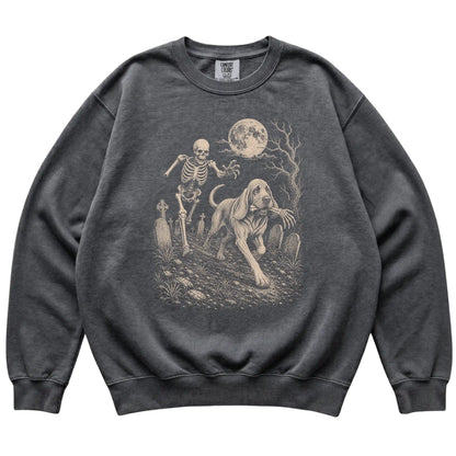 Pepper Skeleton Chase Bloodhound Comfort Colors sweatshirt, flat view