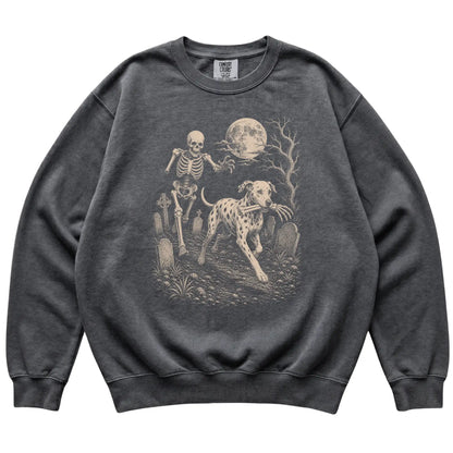 Pepper Skeleton Chase Dalmatian Comfort Colors sweatshirt, flat view