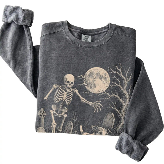 Pepper Skeleton Chase Jack Russell Comfort Colors sweatshirt, folded view