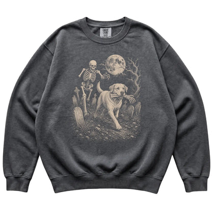Pepper Skeleton Chase Labrador Retriever Comfort Colors sweatshirt, flat view