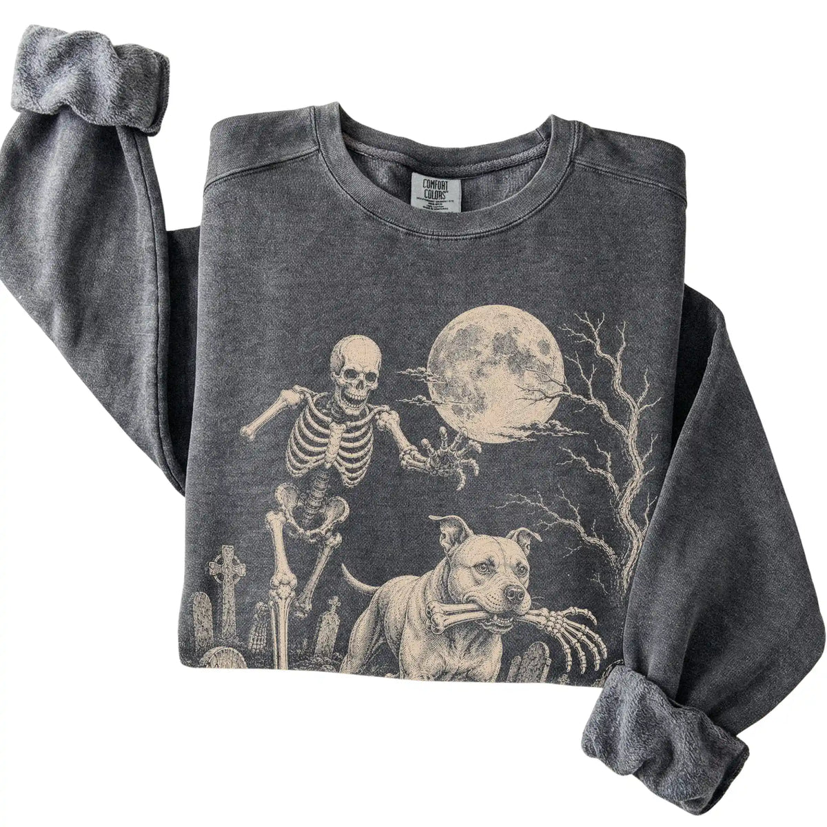 Pepper Skeleton Chase Pitbull Comfort Colors sweatshirt, folded view