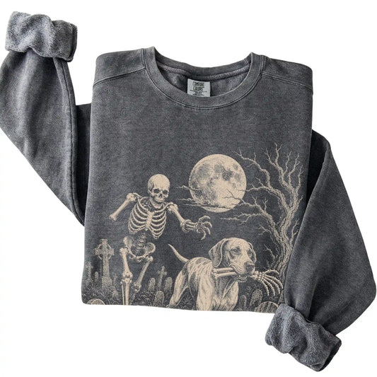 Pepper Skeleton Chase Pointer Comfort Colors sweatshirt, folded view