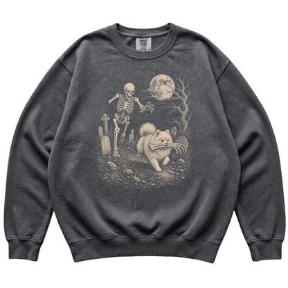 Pepper Skeleton Chase Pomeranian Comfort Colors sweatshirt, flat view