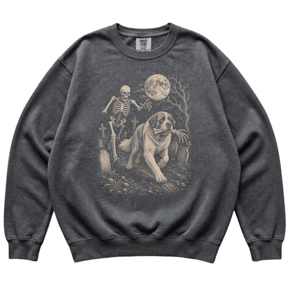Pepper Skeleton Chase Saint Bernard Comfort Colors sweatshirt, flat view