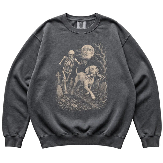Pepper Skeleton Chase Vizsla Comfort Colors sweatshirt, flat view