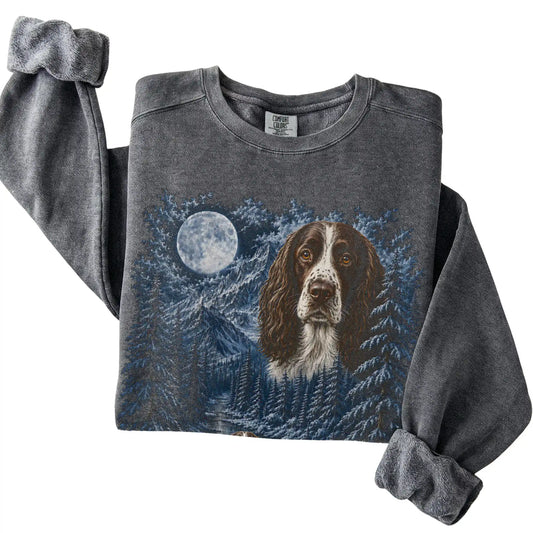 Springer Spaniel Forest Moon Sweatshirt in Pepper