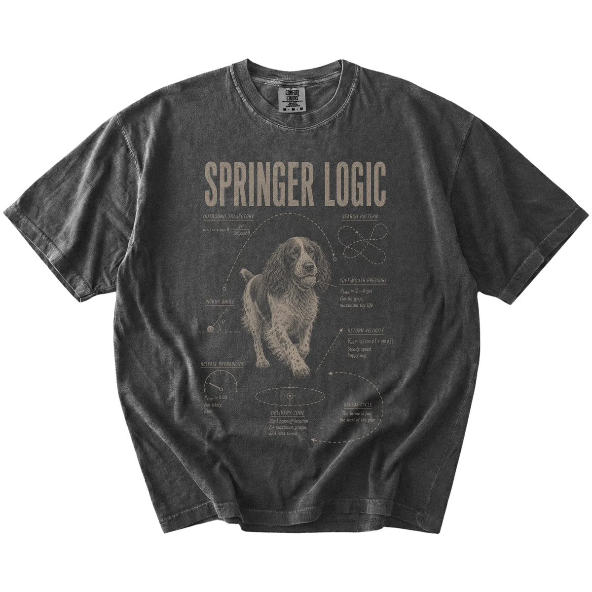 Pepper Springer Spaniel Logic T-Shirt laid flat