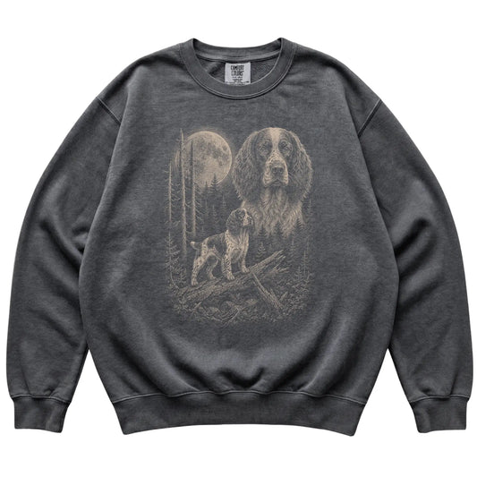 Pepper Springer Spaniel Moonlit Forest Comfort Colors sweatshirt, flat view