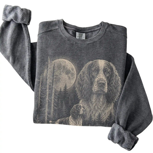 Pepper Springer Spaniel Moonlit Forest Comfort Colors sweatshirt, folded view