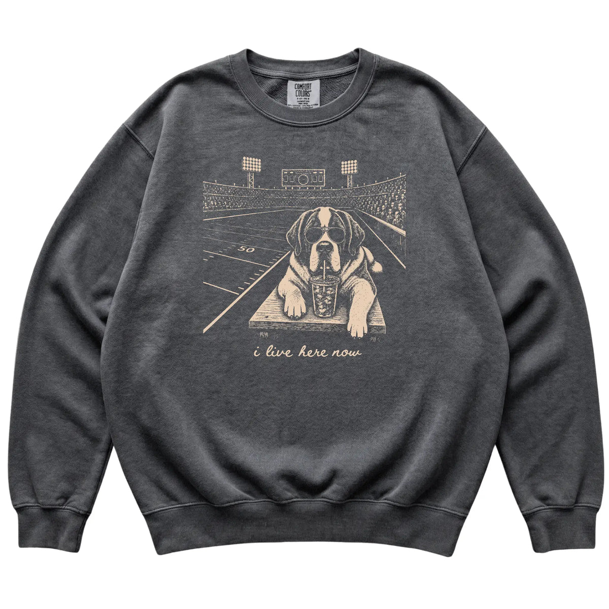 Pepper St Bernard Football Tailgate sweatshirt, laid flat