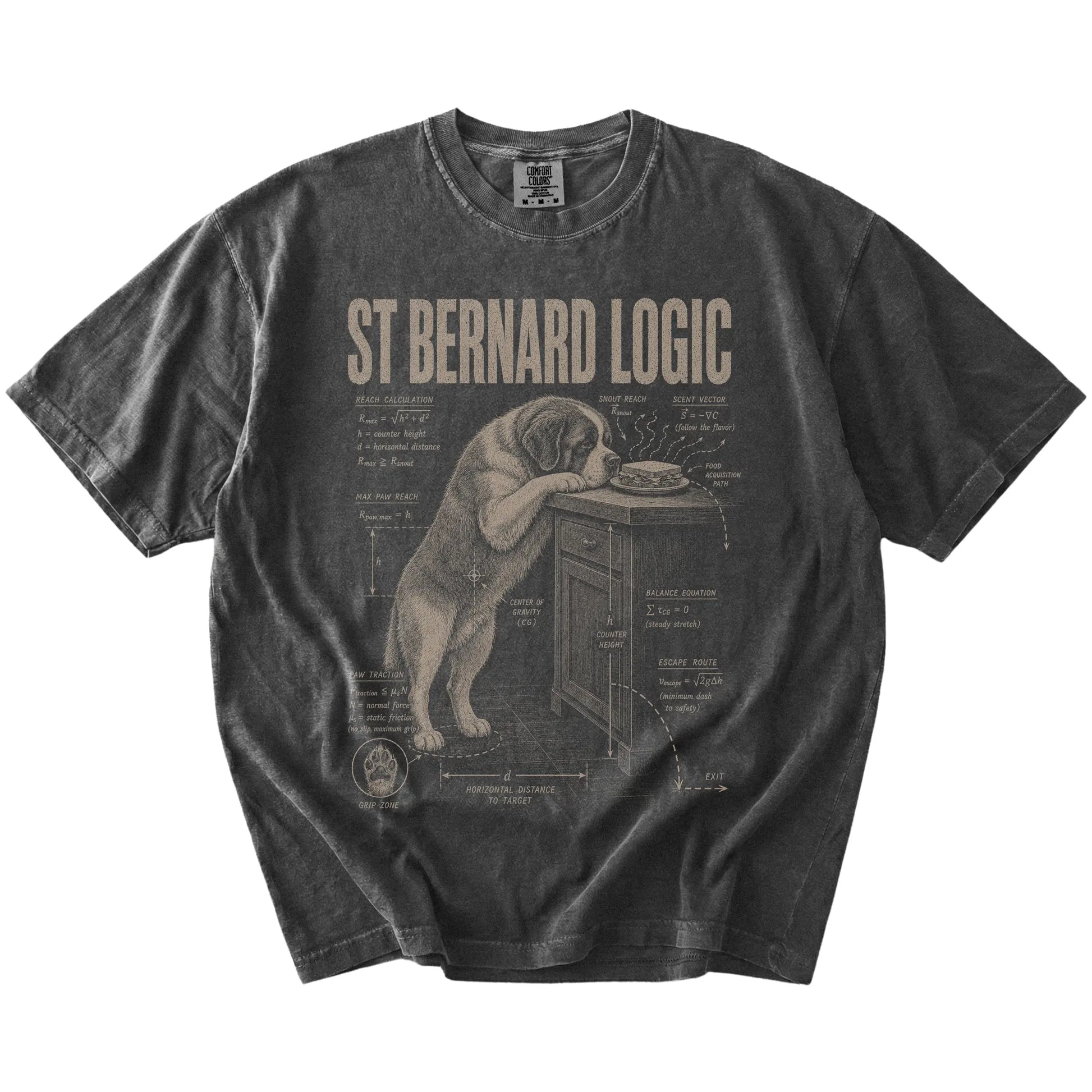 Pepper St Bernard Logic t-shirt laid flat