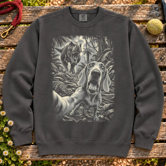 Weimaraner T-Rex Selfie sweatshirt in Pepper