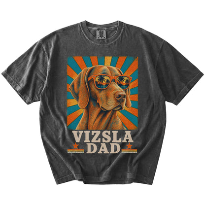 Retro Vizsla Dad design on a Pepper Comfort Colors T-shirt