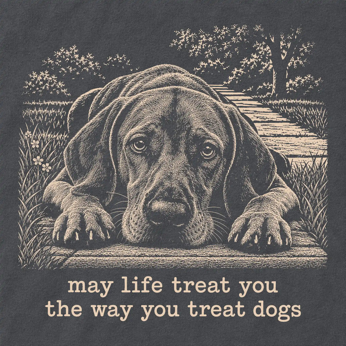 Vizsla Karma Comfort Colors sweatshirt in Pepper — Design Detail