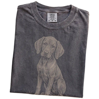 Folded Pepper Vizsla Karma T-Shirt showing the graphic