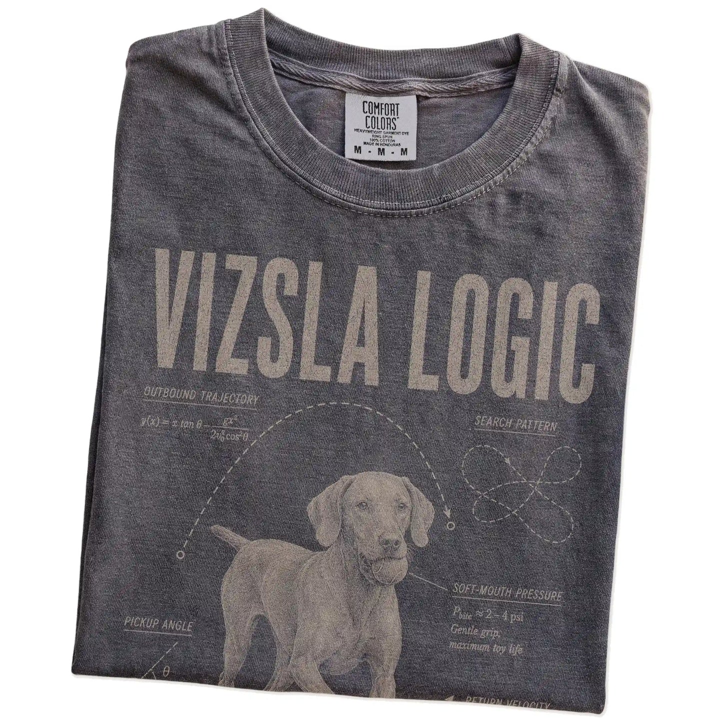 Folded Pepper Vizsla Logic T-Shirt showing the graphic