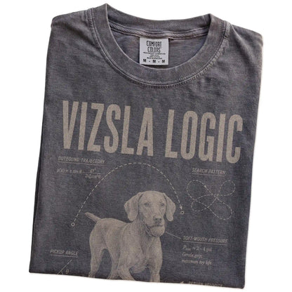 Folded Pepper Vizsla Logic T-Shirt showing the graphic