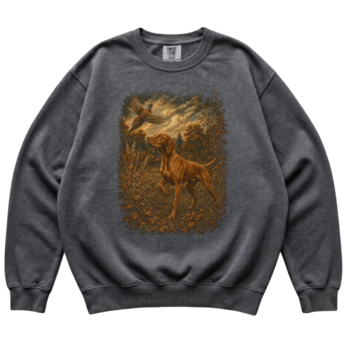 Vizsla Pheasant Hunting Sweatshirt in Pepper