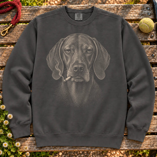 Vizsla smoking design on a Pepper sweatshirt