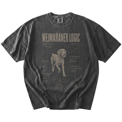 Pepper Weimaraner Ball Logic T-Shirt laid flat