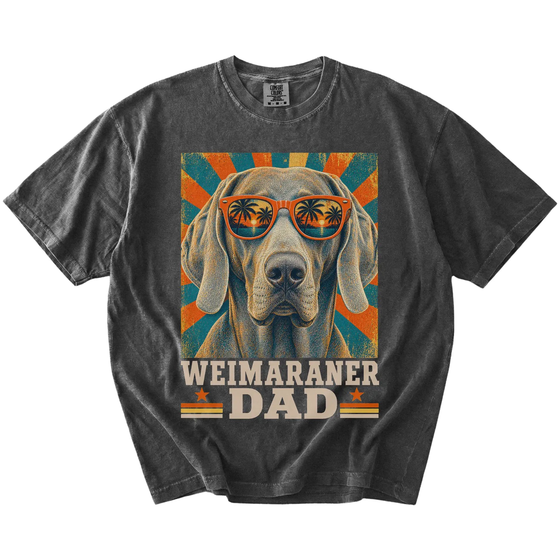 Retro Weimaraner Dad design on a Pepper Comfort Colors T-shirt