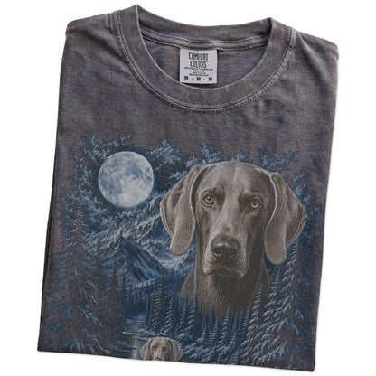 Folded Pepper Weimaraner winter forest t-shirt