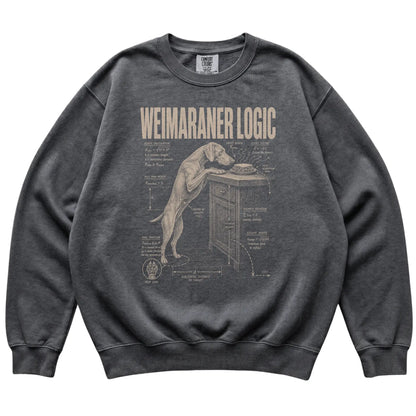 Pepper Weimaraner Logic T-Shirt laid flat