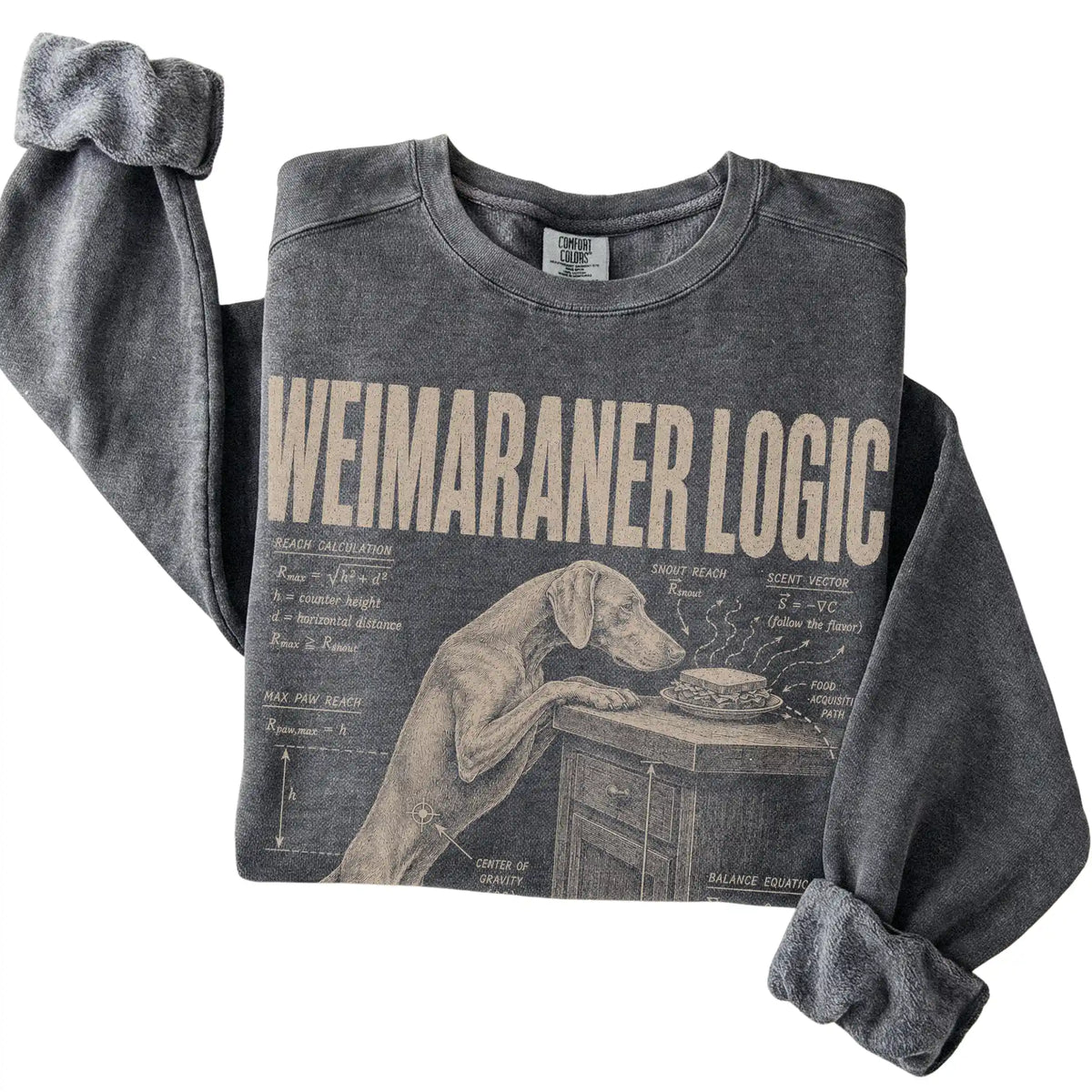 Pepper Weimaraner Logic T-Shirt folded detail