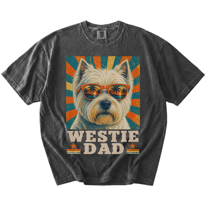 Retro Westie Dad design on a Pepper Comfort Colors T-shirt