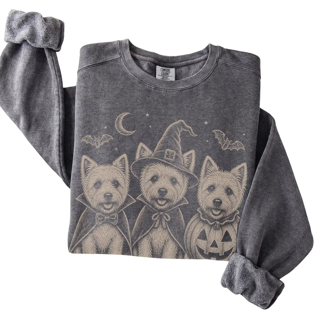 Pepper Westie Halloween Costume Comfort Colors sweatshirt, folded view