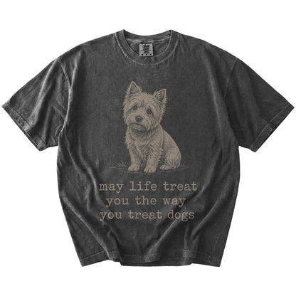 Pepper Westie Karma T-Shirt laid flat